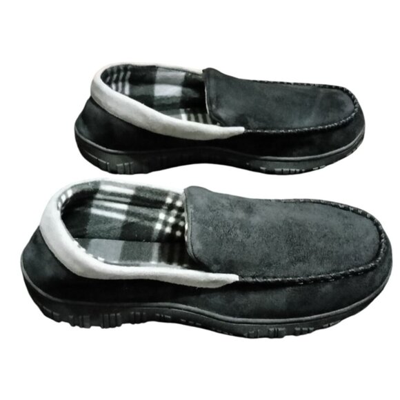 Lulex Mens Size 11M Slippers Moccasins Classic Black Microsuede Gel Memory Foam - Picture 7 of 10